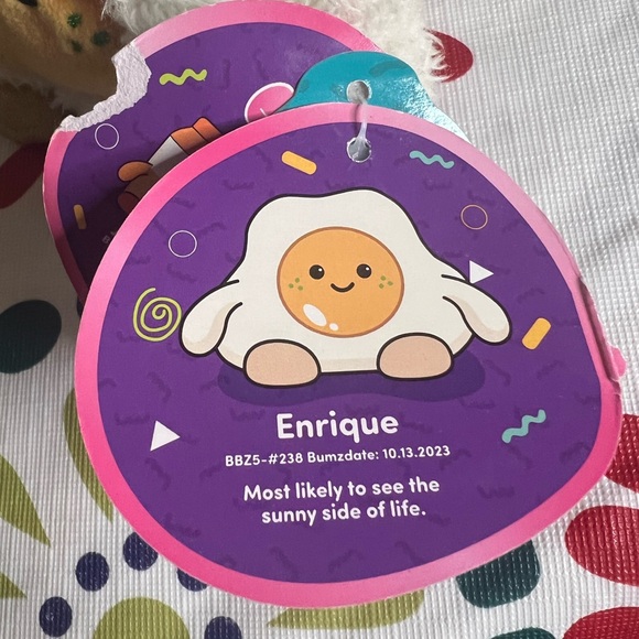 NWT Breakfast Bum Bumz Exclusive Extraz Bean Plush Enrique The Fried Egg - Picture 5 of 8